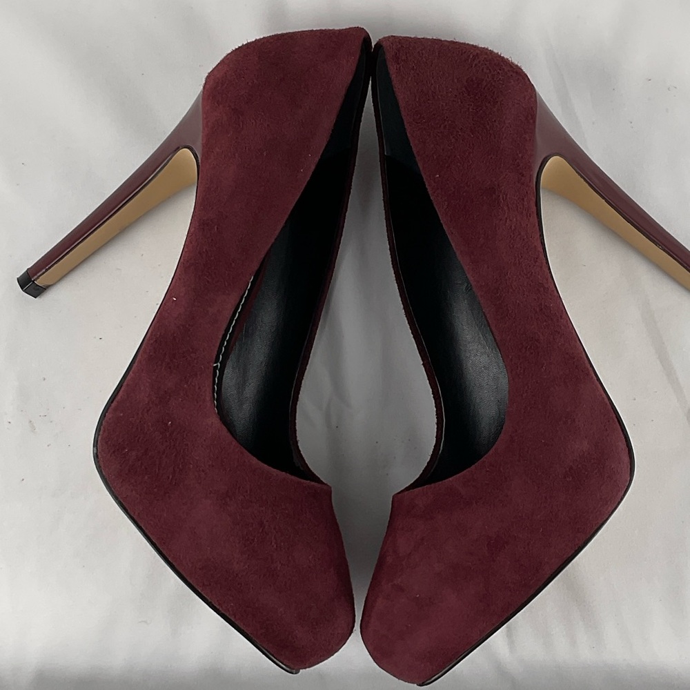 Charles David Burgundy Suede Pointed-Toe High Heels